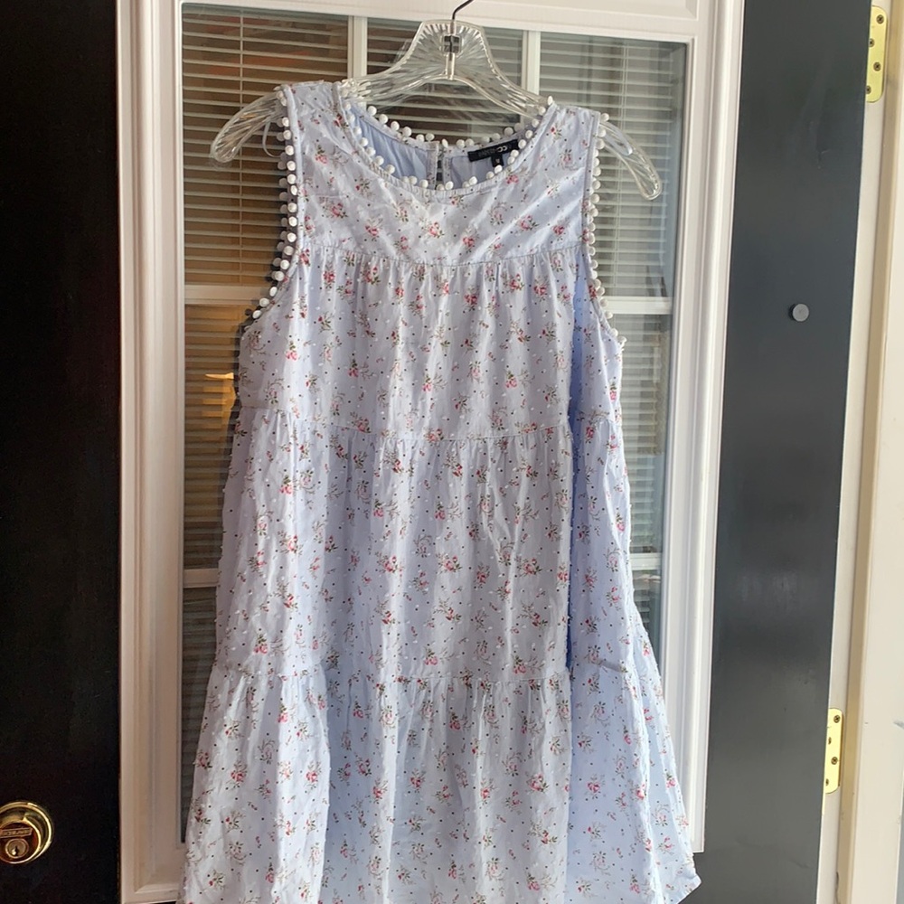 Paper Moon Light blue floral  dress M Coquette